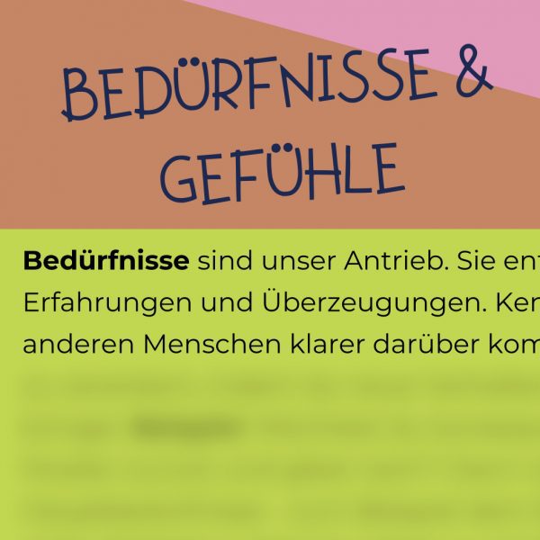 Bedürfnisse und Gefühle für emotionale Kompetenz und Journalling