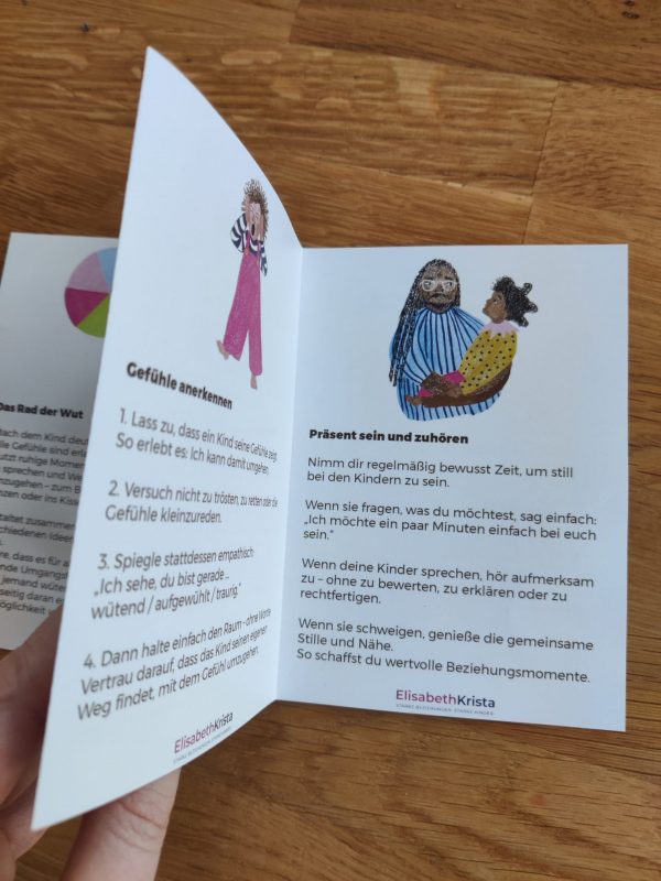Das hübsche Leporello enthält 7 praktische Tools für Wutausbrüche.